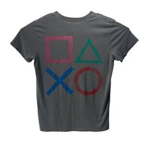 2018 Sony PlayStation PS Logo T-Shirt Gray Short Sleeve Mens Size Medium Gamer T